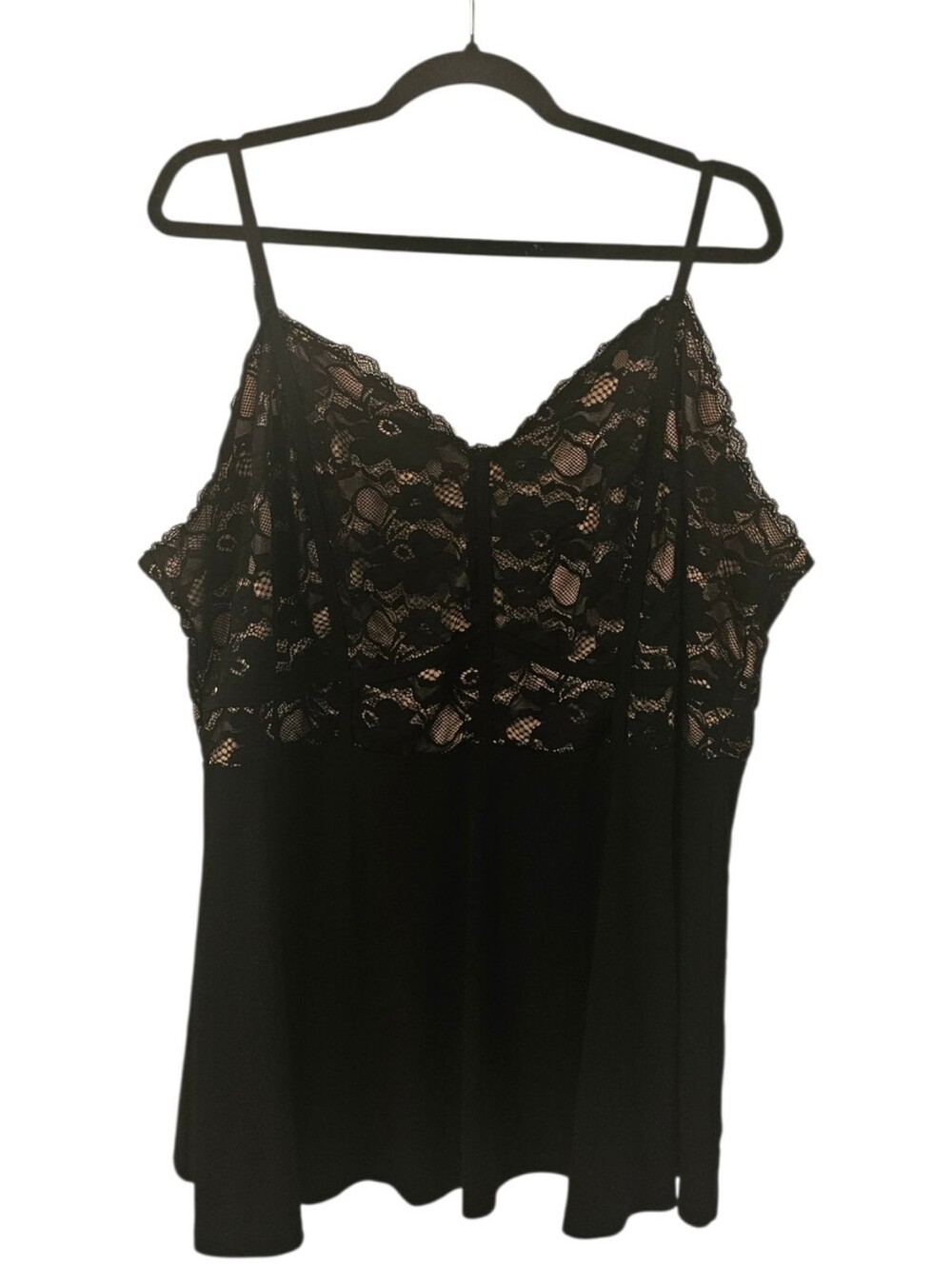 Black and Beige Torrid Women's Studio Knit Lace Sweetheart Bustier Babydoll Cami